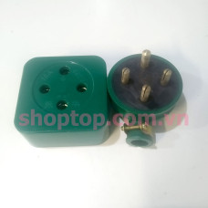 Bộ ổ phích cắm 3 pha 4 chấu màu xanh 16A
